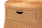 Bali & Pari Dayo Round Scalloped Natural Rattan Console Table with Drawer – Handwoven Coastal Entryway Accent FredCo