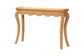 Natural wicker console table with scalloped edge and curved legs, FredCo International furniture