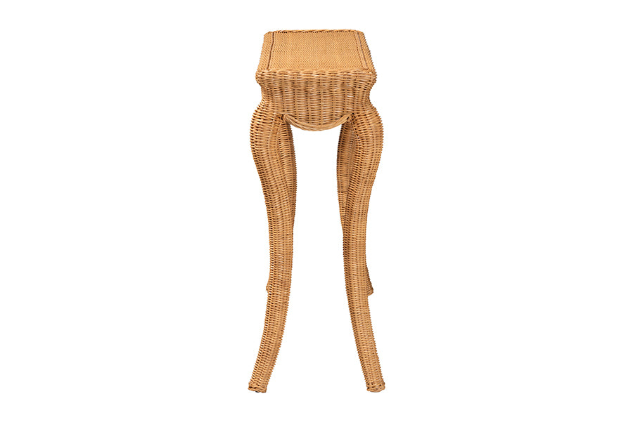 Wicker side table with curved legs, unique home furniture from FredCo International