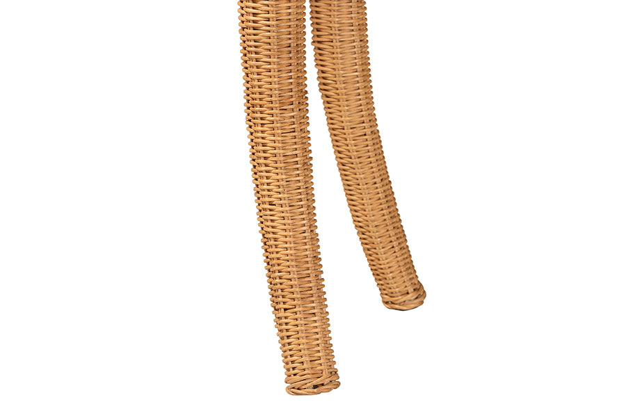 Close-up of wicker furniture legs, natural rattan chair detail from FredCo International