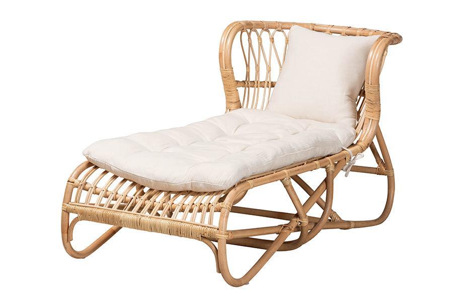 bali & pari Delara Modern Bohemian Natural Brown Rattan Chaise FredCo
