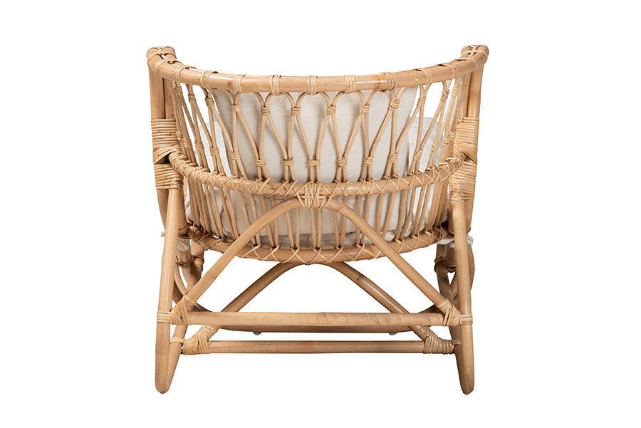 bali & pari Delara Modern Bohemian Natural Brown Rattan Chaise FredCo