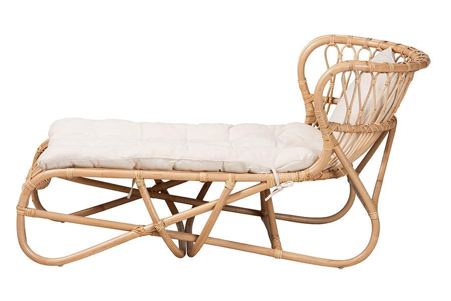 bali & pari Delara Modern Bohemian Natural Brown Rattan Chaise FredCo