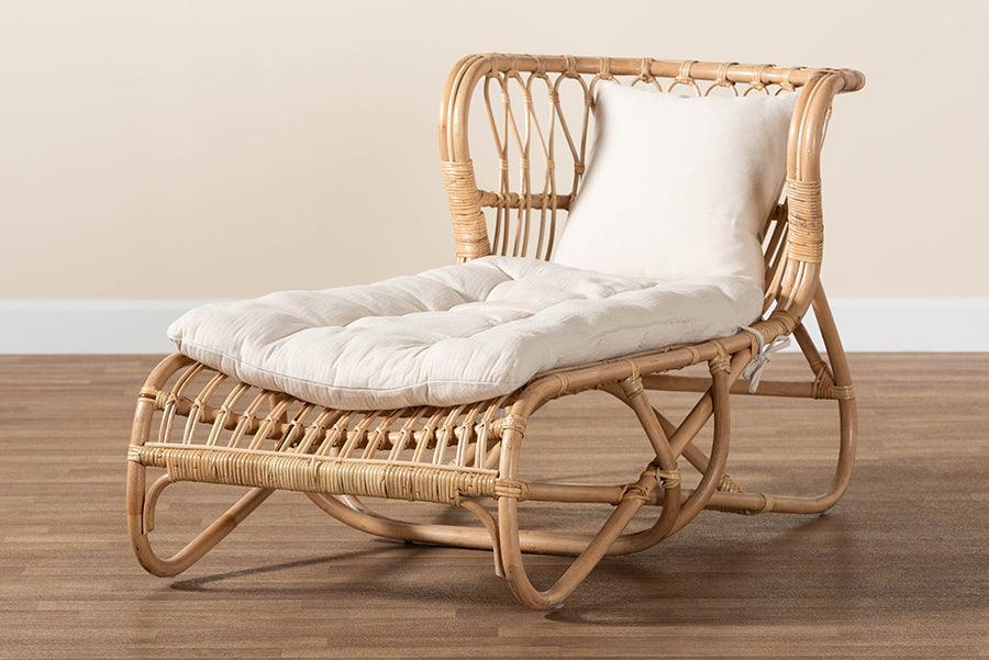 bali & pari Delara Modern Bohemian Natural Brown Rattan Chaise FredCo