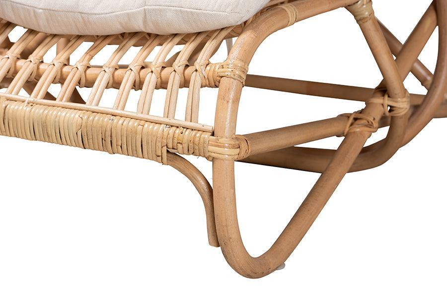 bali & pari Delara Modern Bohemian Natural Brown Rattan Chaise FredCo