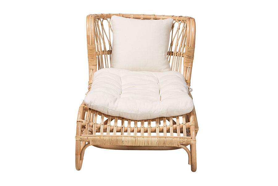 bali & pari Delara Modern Bohemian Natural Brown Rattan Chaise FredCo
