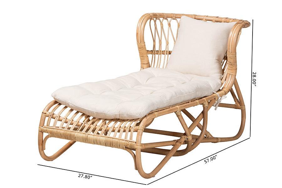 bali & pari Delara Modern Bohemian Natural Brown Rattan Chaise FredCo