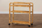 bali & pari Delphine Modern Bohemian Natural Rattan Kitchen Cart FredCo