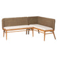 bali & pari Denver Modern Bohemian Natural Seagrass and Acacia Wood 2-Piece Dining Nook Banquette Set FredCo
