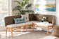 bali & pari Denver Modern Bohemian Natural Seagrass and Acacia Wood 2-Piece Dining Nook Banquette Set FredCo