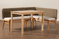 bali & pari Denver Modern Bohemian Natural Seagrass and Acacia Wood 3-Piece Dining Nook Set FredCo