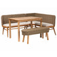 bali & pari Denver Modern Bohemian Natural Seagrass and Acacia Wood 4-Piece Dining Nook Set FredCo