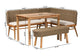 bali & pari Denver Modern Bohemian Natural Seagrass and Acacia Wood 4-Piece Dining Nook Set FredCo