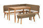 bali & pari Denver Modern Bohemian Natural Seagrass and Acacia Wood 4-Piece Dining Nook Set FredCo
