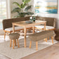 bali & pari Denver Modern Bohemian Natural Seagrass and Acacia Wood 5-Piece Dining Nook Set FredCo