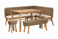 bali & pari Denver Modern Bohemian Natural Seagrass and Acacia Wood 5-Piece Dining Nook Set FredCo