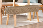 bali & pari Denver Modern Bohemian Natural Seagrass and Acacia Wood Accent Bench FredCo