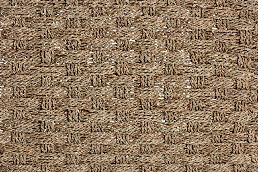 bali & pari Denver Modern Bohemian Natural Seagrass and Acacia Wood Accent Bench FredCo