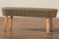 bali & pari Denver Modern Bohemian Natural Seagrass and Acacia Wood Accent Bench FredCo