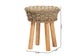 bali & pari Denver Modern Bohemian Natural Seagrass and Acacia Wood Stool FredCo