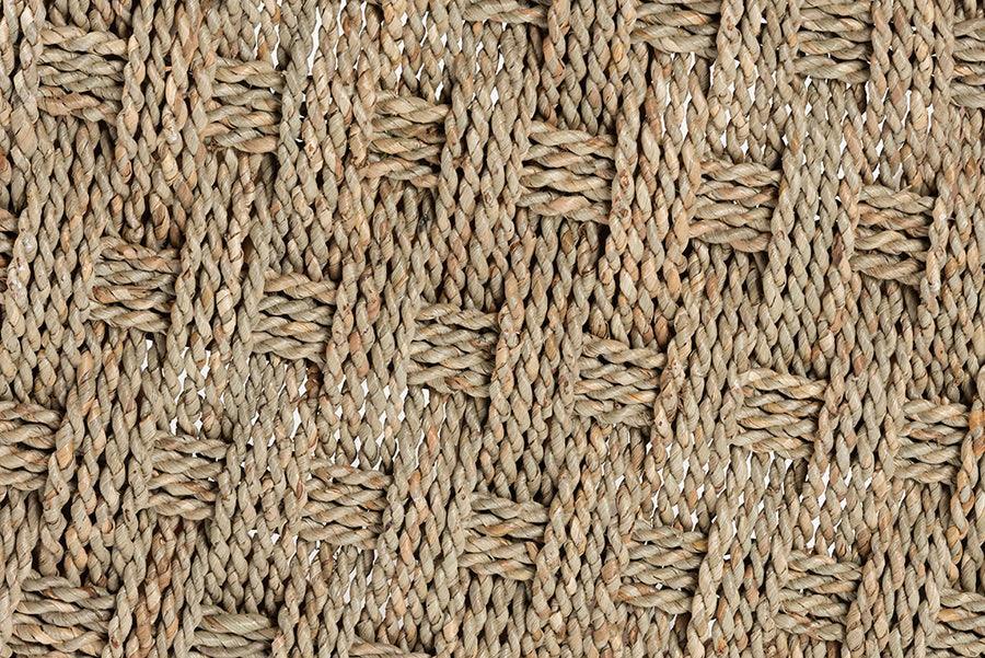 bali & pari Denver Modern Bohemian Natural Seagrass and Acacia Wood Stool FredCo