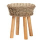 bali & pari Denver Modern Bohemian Natural Seagrass and Acacia Wood Stool FredCo