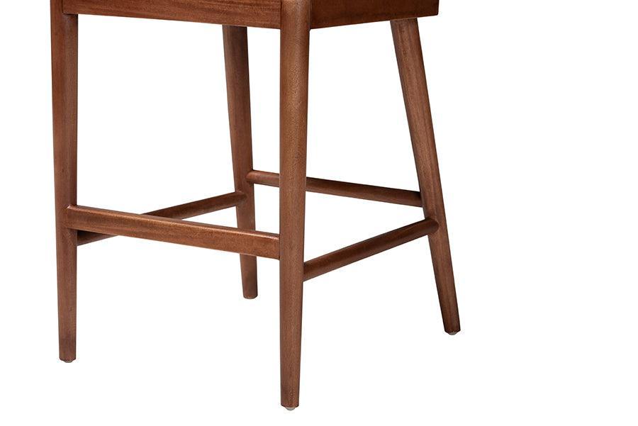 bali & pari Denver Modern Bohemian Walnut Brown Finished Acacia Wood and Seagrass 2-Piece Counter Stool Set FredCo