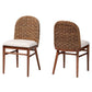 bali & pari Denver Modern Bohemian Walnut Brown Finished Acacia Wood and Seagrass 2-Piece Dining Chair Set FredCo