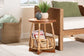 bali & pari Derenik Natural Rattan and Mahogany Wood End Table - Boho Accent Side Table with Woven Basket Base, Coastal Style Nightstand or Living Room Table FredCo