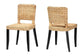 bali & pari Dermot Modern Bohemian Dark Brown Finished Wood and Natural Rattan 2-Piece Dining Chair Set FredCo