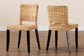 bali & pari Dermot Modern Bohemian Dark Brown Finished Wood and Natural Rattan 2-Piece Dining Chair Set FredCo
