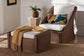 bali & pari Derris Bohemian Peanut Brown Braided Rattan 2-Piece Arm Chair and Footstool Set FredCo