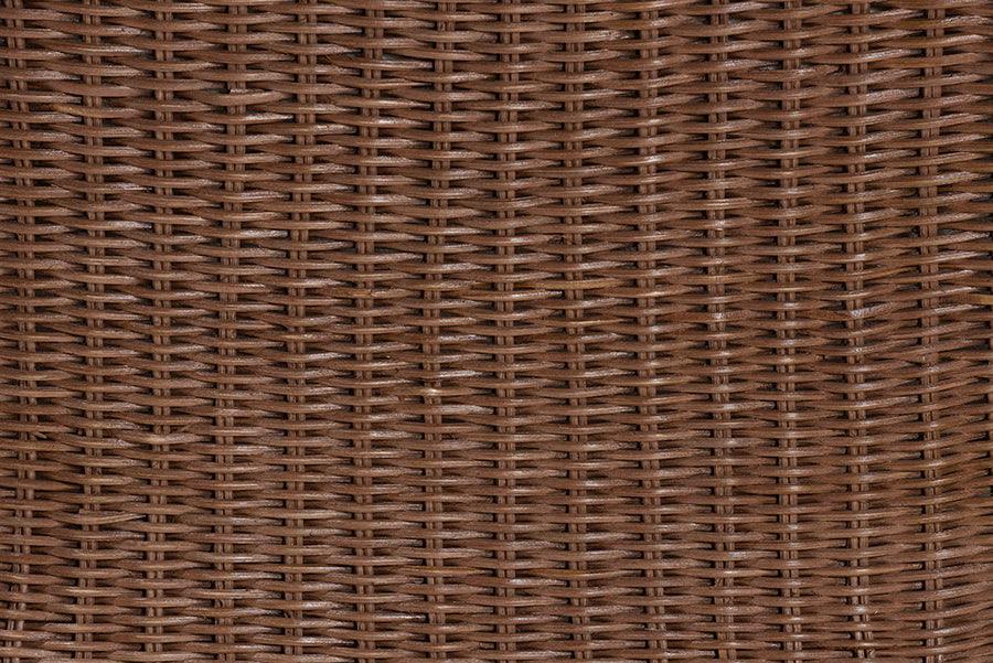 bali & pari Derris Bohemian Peanut Brown Braided Rattan 2-Piece Arm Chair and Footstool Set FredCo