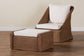 bali & pari Derris Bohemian Peanut Brown Braided Rattan 2-Piece Arm Chair and Footstool Set FredCo
