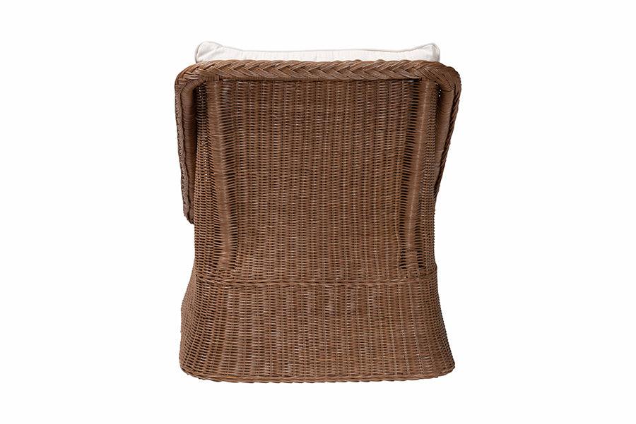 bali & pari Derris Bohemian Peanut Brown Braided Rattan Arm Chair FredCo