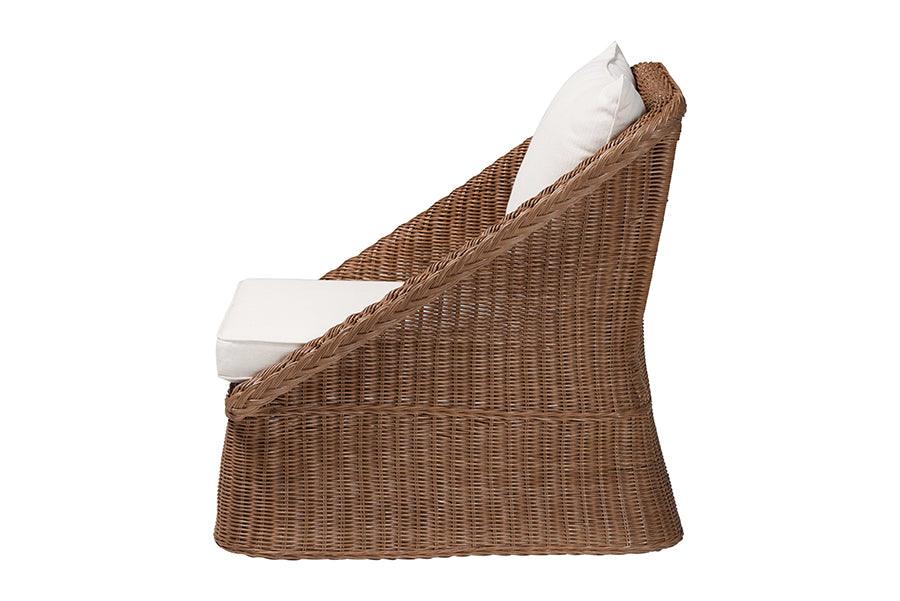 bali & pari Derris Bohemian Peanut Brown Braided Rattan Arm Chair FredCo