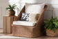 bali & pari Derris Bohemian Peanut Brown Braided Rattan Arm Chair FredCo