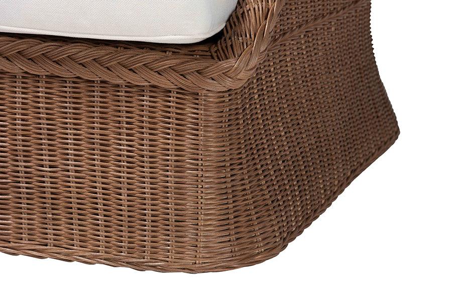bali & pari Derris Bohemian Peanut Brown Braided Rattan Arm Chair FredCo