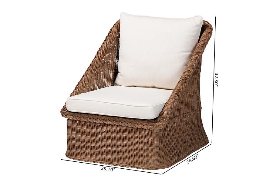 bali & pari Derris Bohemian Peanut Brown Braided Rattan Arm Chair FredCo