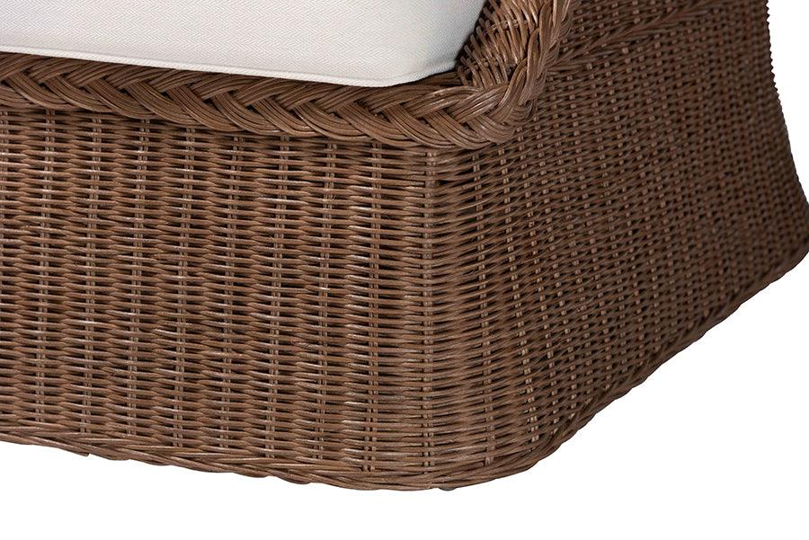 bali & pari Derris Bohemian Peanut Brown Braided Rattan Sofa FredCo