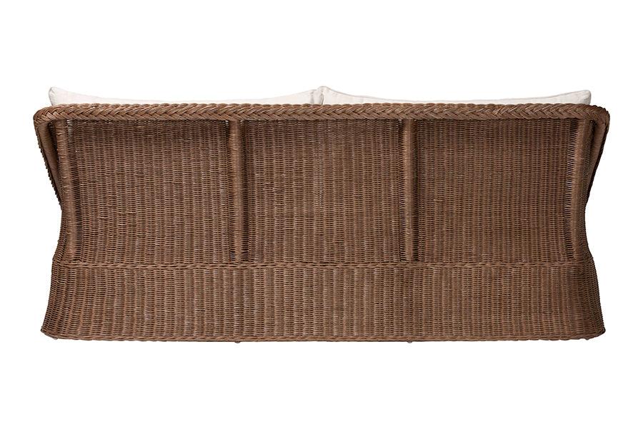 bali & pari Derris Bohemian Peanut Brown Braided Rattan Sofa FredCo