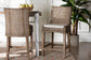 bali & pari Derris Natural Rattan Counter Stool with Cushion - Tall Wingback Stool with Solid Mango Wood Legs and Footrest, Boho Coastal Style for Kitchen Island or Dining Area Seating, Greywashed FredCo