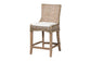bali & pari Derris Natural Rattan Counter Stool with Cushion - Tall Wingback Stool with Solid Mango Wood Legs and Footrest, Boho Coastal Style for Kitchen Island or Dining Area Seating, Greywashed FredCo