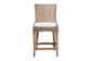 bali & pari Derris Natural Rattan Counter Stool with Cushion - Tall Wingback Stool with Solid Mango Wood Legs and Footrest, Boho Coastal Style for Kitchen Island or Dining Area Seating, Greywashed FredCo