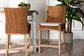 bali & pari Derris Natural Rattan Counter Stool with Cushion - Tall Wingback Stool with Solid Mango Wood Legs and Footrest, Boho Coastal Style for Kitchen Island or Dining Area Seating, Light Honey FredCo