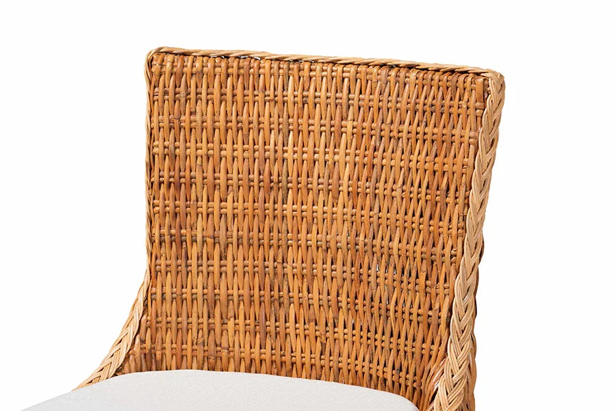 bali & pari Derris Natural Rattan Counter Stool with Cushion - Tall Wingback Stool with Solid Mango Wood Legs and Footrest, Boho Coastal Style for Kitchen Island or Dining Area Seating, Light Honey FredCo