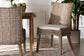 bali & pari Derris Natural Rattan Dining Chair with Cushion - Tall Wingback Side Chair with Solid Mango Wood Legs, Boho Coastal Style for Kitchen or Dining Room Seating, Greywashed FredCo