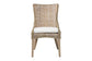 bali & pari Derris Natural Rattan Dining Chair with Cushion - Tall Wingback Side Chair with Solid Mango Wood Legs, Boho Coastal Style for Kitchen or Dining Room Seating, Greywashed FredCo
