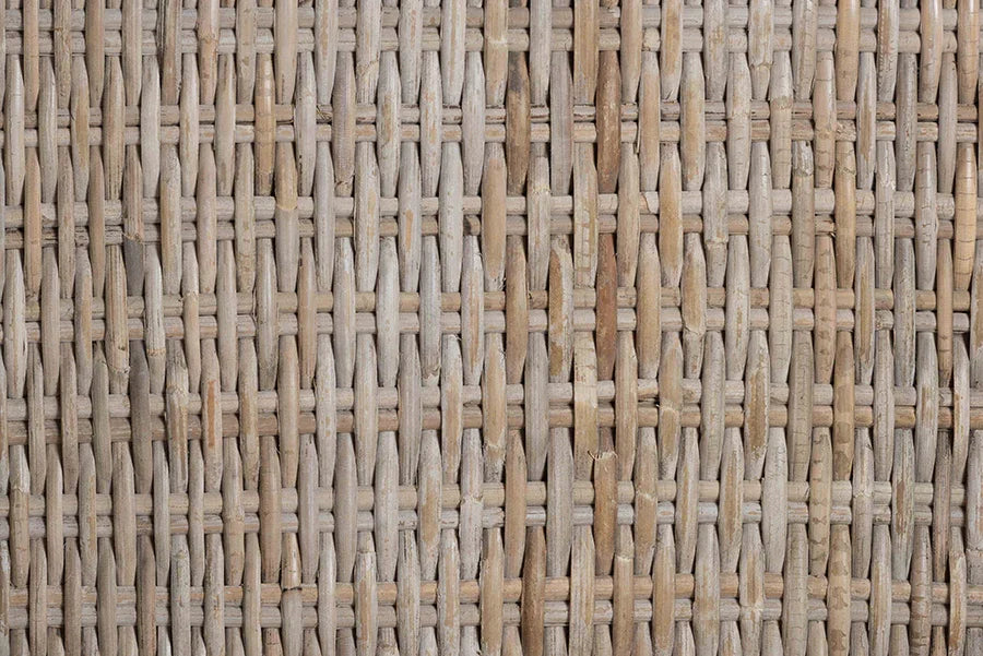 bali & pari Derris Natural Rattan Dining Chair with Cushion - Tall Wingback Side Chair with Solid Mango Wood Legs, Boho Coastal Style for Kitchen or Dining Room Seating, Greywashed FredCo