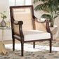 bali & pari Desmond Traditional French Beige Fabric and Dark Brown Finished Wood Accent Chair FredCo
